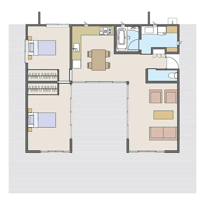 おしゃれと暮らしやすさを両立させる平屋の間取り